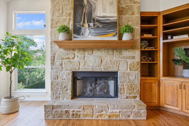 100 Broad Vista Ct, Georgetown, TX 78628 - detailed view of wood finished floors and a fireplace