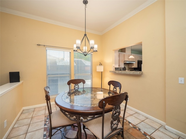 5102 Coppermead Ln, Austin, TX 78754 - dining room featuring a chandelier, crown molding, and light tile patterned flooring