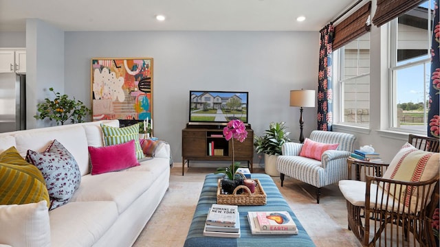 2528 Ophelia Levi Ln, Round Rock, TX 78665 - living area featuring recessed lighting and light wood-style flooring