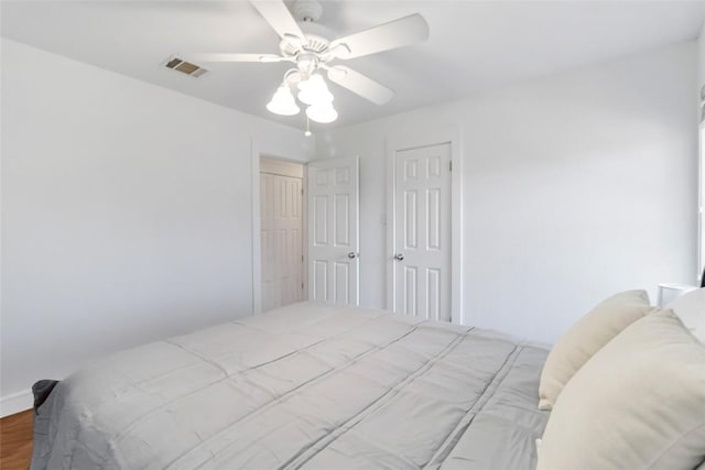 6100 Open Range Trl, Austin, TX 78749 - bedroom with ceiling fan, wood finished floors, and a closet