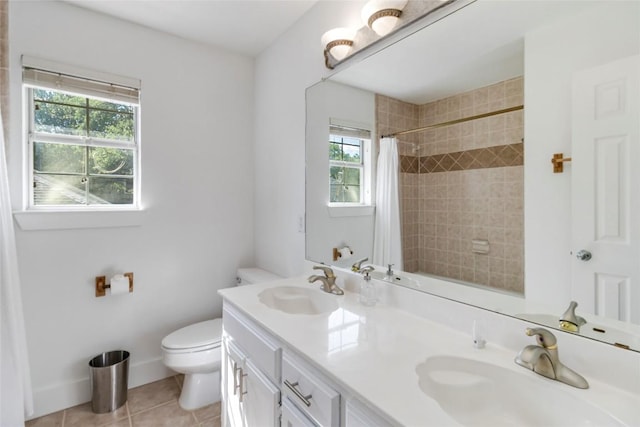 6100 Open Range Trl, Austin, TX 78749 - bathroom featuring double vanity, tile patterned floors, and curtained shower
