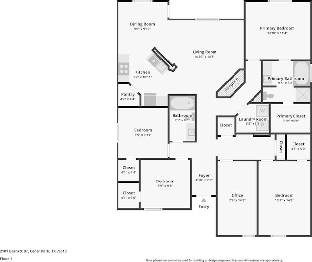 2101 Barnett Dr, Cedar Park, TX 78613 - view of property floor plan