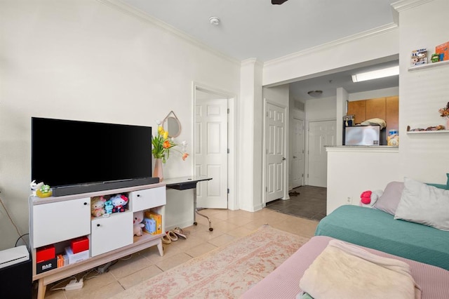 2502 Leon St Unit 102, Austin, TX 78705 - living room with ornamental molding and tile patterned flooring