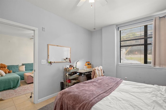 2502 Leon St Unit 102, Austin, TX 78705 - bedroom with tile patterned flooring and a ceiling fan
