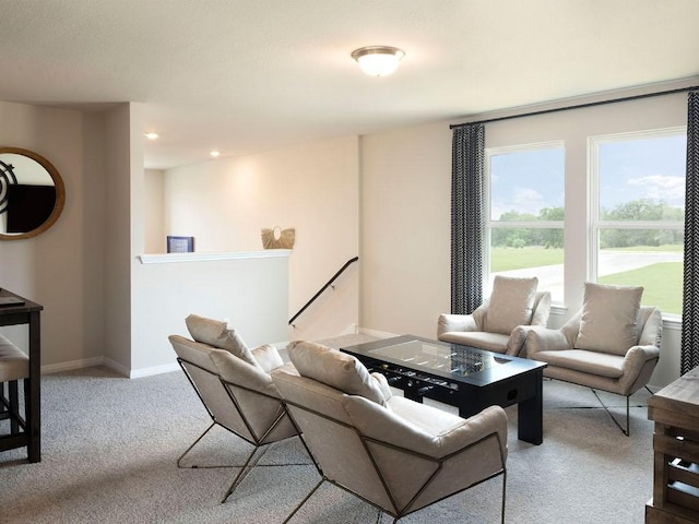 716 Sun Grove Trl, Georgetown, TX 78628 - living area featuring carpet floors and recessed lighting