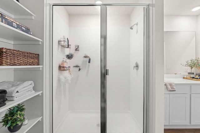 11817 Rush Ln, Elgin, TX 78621 - full bathroom featuring vanity and a stall shower