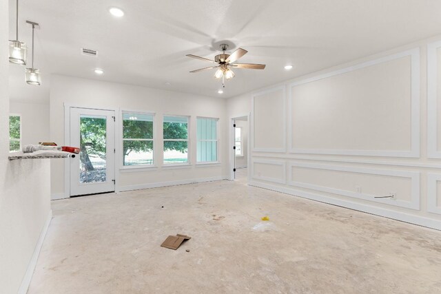 2119 Blackhawk Loop, Belton, TX 76513 - unfurnished living room with healthy amount of natural light, a ceiling fan, and recessed lighting