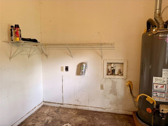 11601 Oak Trl, Austin, TX 78753 - laundry area featuring electric dryer hookup, gas water heater, and hookup for a washing machine