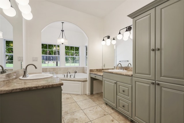 1708 Shag Bark Trl, Austin, TX 78758 - full bathroom with vanity, a bath, and tile patterned flooring
