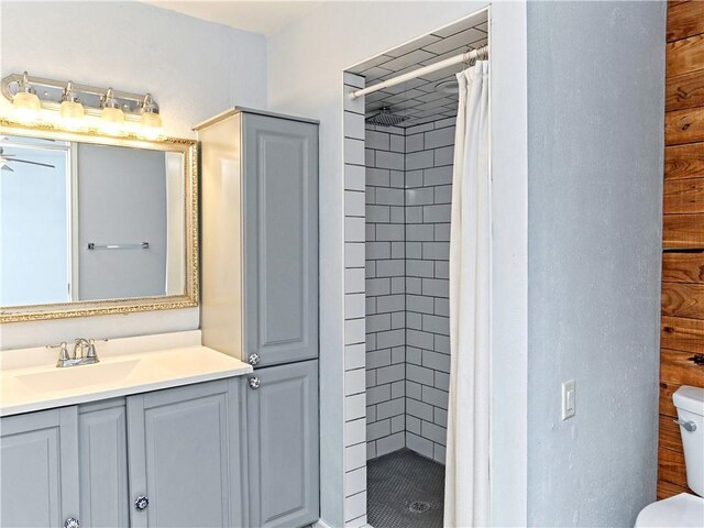 1708 Shag Bark Trl, Austin, TX 78758 - full bath featuring a stall shower, vanity, and ceiling fan