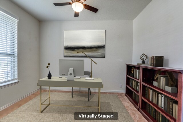 1624 Stone House Dr, New Braunfels, TX 78132 - office space featuring ceiling fan and baseboards