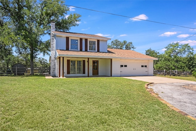 3112 Oak Ridge Dr, Horseshoe Bay, TX 78657 - traditional home with concrete driveway, a garage, a chimney, a porch, and brick siding