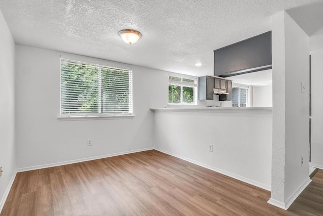 9611 Meadowheath Dr, Austin, TX 78729 - unfurnished living room featuring wood finished floors and a textured ceiling