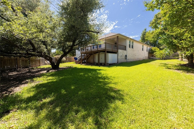 4204 Pasada Ln, Round Rock, TX 78681 - fenced backyard with stairway and a wooden deck