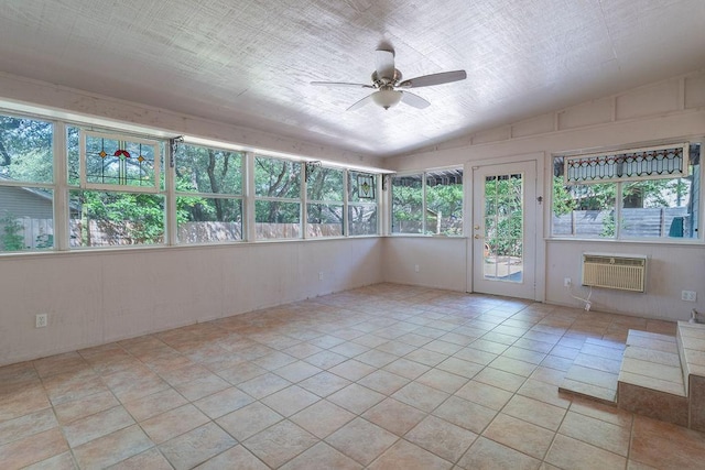 3801 Oak Creek Dr, Austin, TX 78727 - unfurnished sunroom with healthy amount of natural light, an AC wall unit, and lofted ceiling