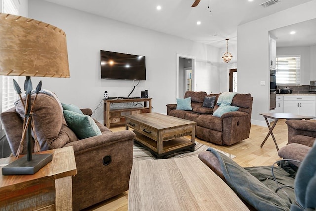 110 Les Ln, Smithville, TX 78957 - living area with recessed lighting, ceiling fan, and light wood-type flooring