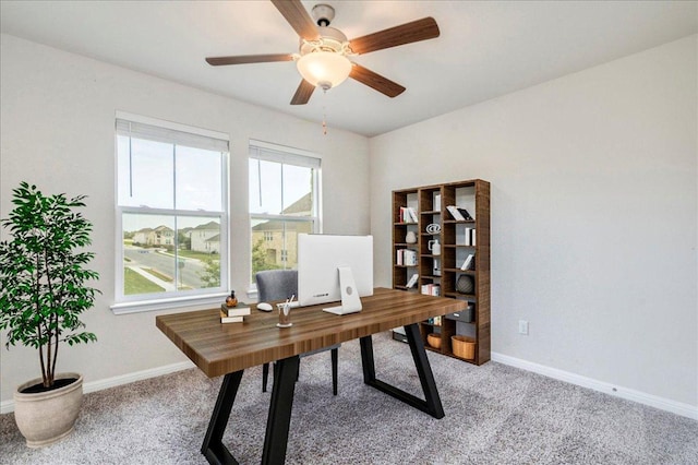 221 Delaware Mountains Ter, Dripping Springs, TX 78620 - carpeted office featuring baseboards and ceiling fan
