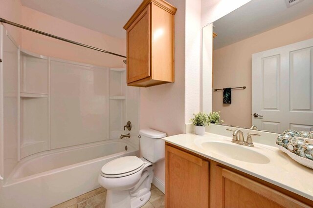 319 Salado Creek Ln, Georgetown, TX 78633 - bathroom with vanity, bathing tub / shower combination, and tile patterned floors