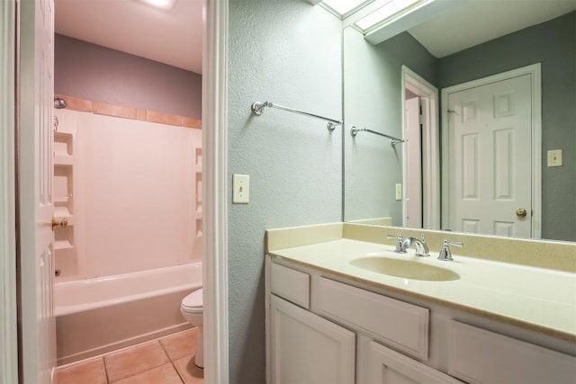 3111 Tom Green St Unit 105, Austin, TX 78705 - bathroom with vanity, tile patterned floors, shower / bathtub combination, and a textured wall
