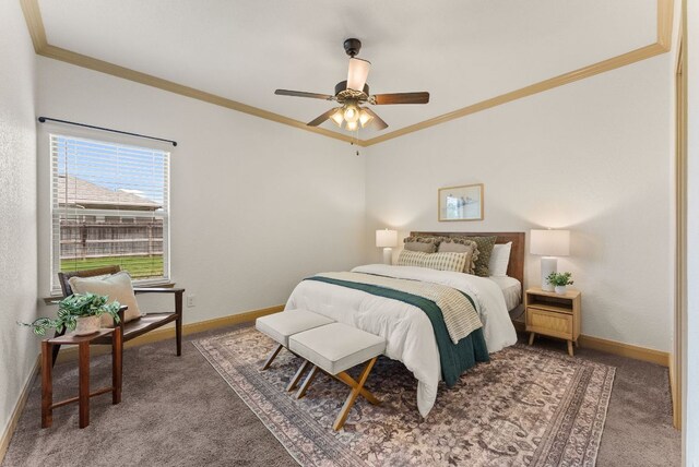 7606 Hickman St, Temple, TX 76502 - carpeted bedroom featuring crown molding and ceiling fan