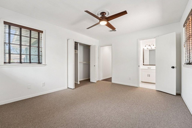 3806 Las Cienega Blvd, Temple, TX 76502 - unfurnished bedroom with carpet, connected bathroom, a ceiling fan, and a closet