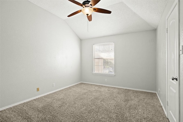 1217 Dove Cir, Cedar Park, TX 78613 - spare room with carpet floors, ceiling fan, a textured ceiling, and vaulted ceiling