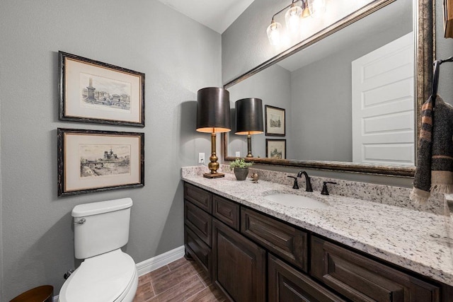 105 Clear Springs Ct, Marble Falls, TX 78654 - half bathroom featuring vanity and wood finished floors