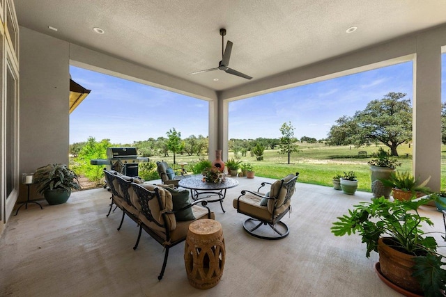 105 Clear Springs Ct, Marble Falls, TX 78654 - view of patio / terrace featuring ceiling fan, area for grilling, and outdoor lounge area