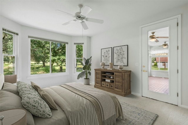 140 Whispering Wind Dr, Georgetown, TX 78633 - bedroom with light carpet and a ceiling fan