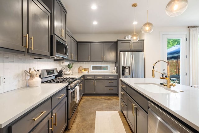 6204 Hickman Ave Unit A, Austin, TX 78723 - kitchen with appliances with stainless steel finishes, tasteful backsplash, light countertops, and recessed lighting