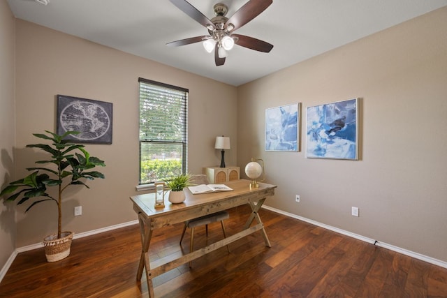 1012 Autumn Sage Way, Pflugerville, TX 78660 - office with wood finished floors and ceiling fan
