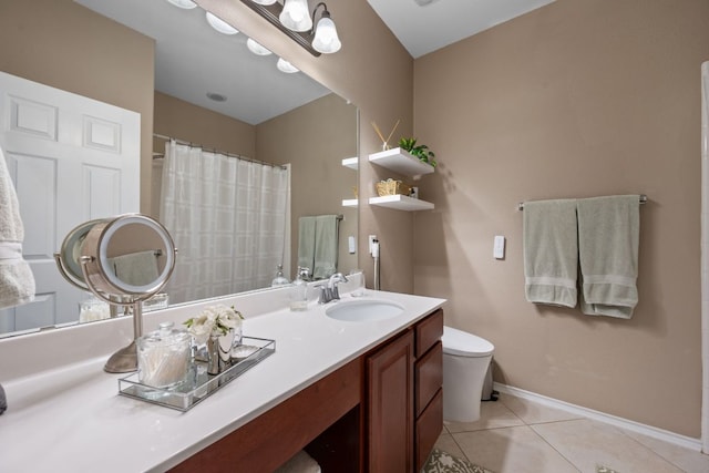 1012 Autumn Sage Way, Pflugerville, TX 78660 - bathroom featuring vanity, tile patterned floors, and curtained shower