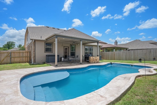 1012 Autumn Sage Way, Pflugerville, TX 78660 - view of swimming pool with a grill, a fenced backyard, and a patio area