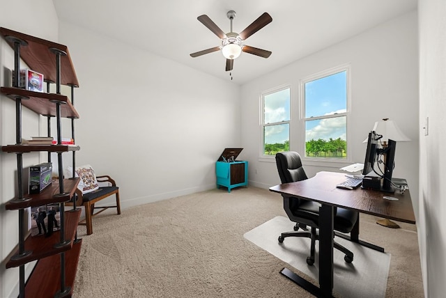 104 Huerta Rd, Florence, TX 76527 - carpeted office space featuring a ceiling fan and baseboards