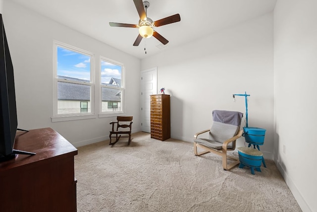 104 Huerta Rd, Florence, TX 76527 - living area featuring carpet floors and a ceiling fan