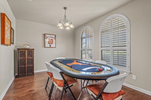 204 Archipelago Trl, Austin, TX 78717 - rec room featuring wood finished floors and a chandelier