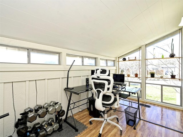 100 Lido Cir Unit A1, Lakeway, TX 78734 - home office with wood finished floors and vaulted ceiling