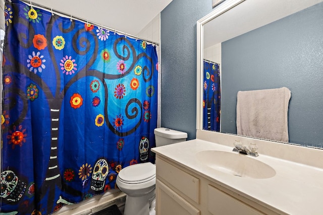 3010 Adam Cv, Round Rock, TX 78681 - full bathroom with a textured wall, vanity, and a shower with curtain