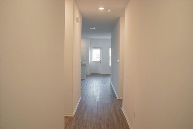 13801 Tordillo Dr, Elgin, TX 78621 - hall with dark wood-style floors and recessed lighting