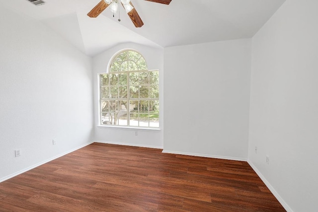 1505 Thibodeaux Dr, Round Rock, TX 78664 - unfurnished room featuring ceiling fan, wood finished floors, and lofted ceiling
