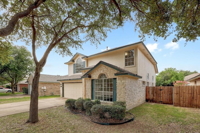 1505 Thibodeaux Dr, Round Rock, TX 78664 - traditional-style house with stone siding, driveway, and an attached garage