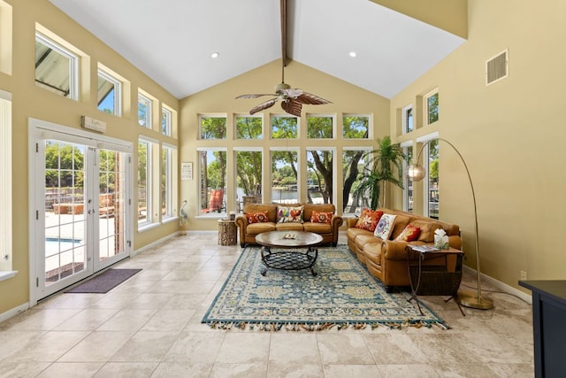 1005 Terry Ln, Kingsland, TX 78639 - sunroom / solarium with french doors and a water view
