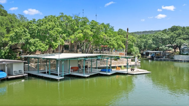 1005 Terry Ln, Kingsland, TX 78639 - dock area featuring boat lift and a water view