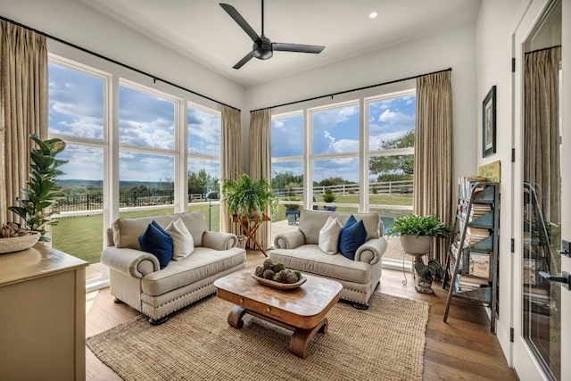 196 Westgate Loop, Horseshoe Bay, TX 78657 - sunroom / solarium featuring wood finished floors and recessed lighting