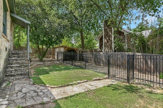 1410 Burford Pl, Austin, TX 78704 - fenced yard featuring stairway and a gate