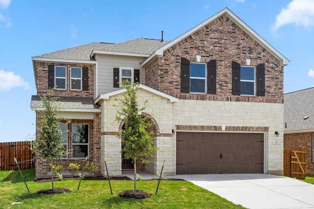 3715 Liberi Ln, Round Rock, TX 78665 - view of front of house featuring driveway, an attached garage, roof with shingles, and brick siding