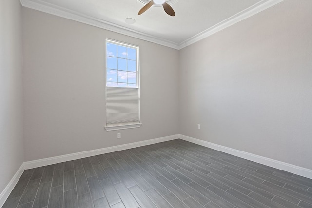 306 Iron Rail Ln, Georgetown, TX 78633 - empty room with ceiling fan, crown molding, and dark wood-style flooring