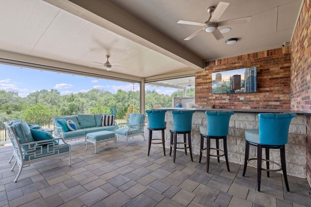 306 Iron Rail Ln, Georgetown, TX 78633 - view of patio / terrace featuring an outdoor hangout area and ceiling fan