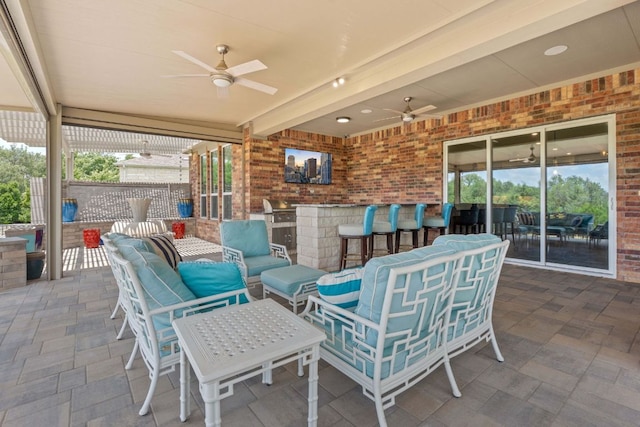 306 Iron Rail Ln, Georgetown, TX 78633 - view of patio / terrace featuring ceiling fan