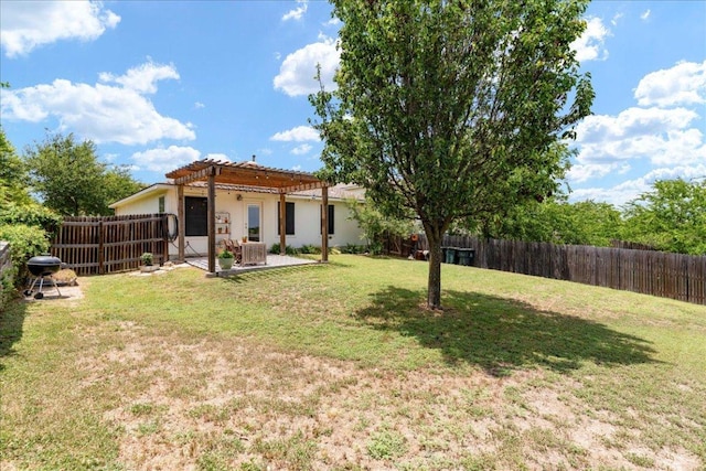 161 Buttercup Way, Kyle, TX 78640 - fenced backyard with a pergola and a patio